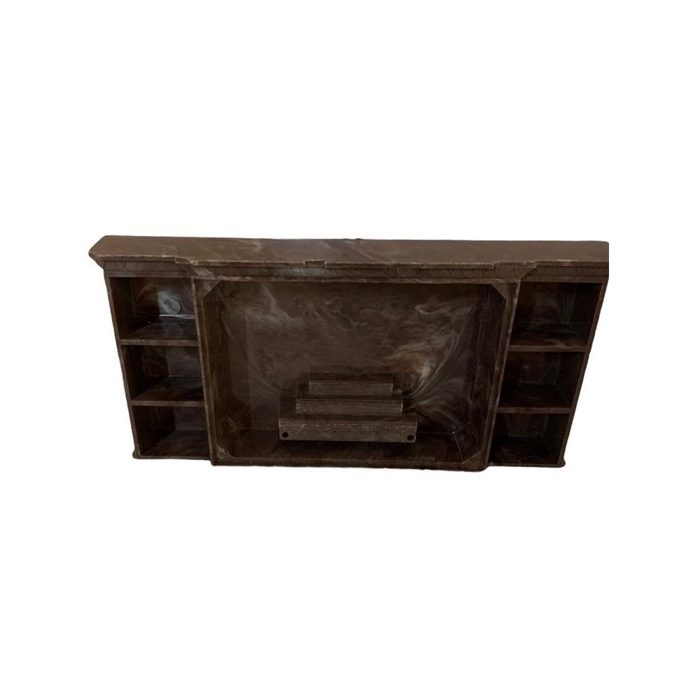 Vintage Miniature Dollhouse Plastic Mantel Fireplace Brown Plasco USA